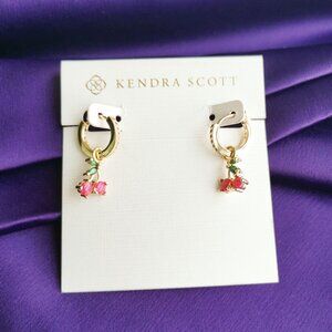 Kendra Scott Cherry Berry Kyocera Opal Huggie Earrings in Gold